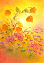 Oliepastelkaart 'herfstbloemen'