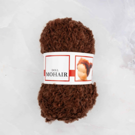Poppenhaar Mohair Bouclé bruin (per 5 meter)