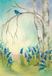 Oliepastelkaart 'blauwe druifjes'