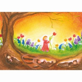 Oliepastelkaart 'de bloemenkindjes'