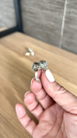 Zilver ring, 18k vergulde,  ruwe Pyriet