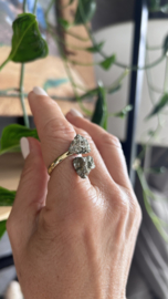 18k verguld- goud ring, ruwe Pyriet.