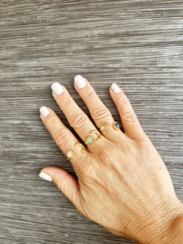 Groen kwarts ring, zon en maan.
