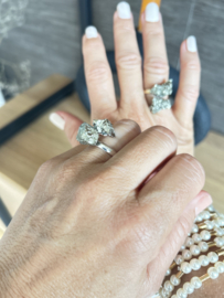 Zilver ring, 18k vergulde,  ruwe Pyriet