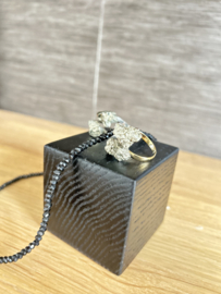 Zilver ring, 18k vergulde,  ruwe Pyriet