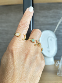 Rozenkwarts ring zon en maan