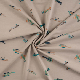 Cotton jersey prints   Air planes  sand  ART 10349-520