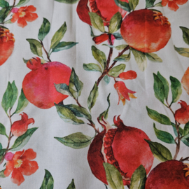 Poplin katoen  met    perzik  motief   Art 60438/050