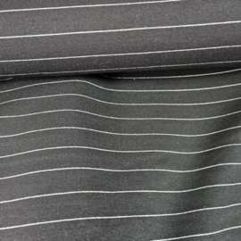 Soepele stretch  zwart  met fijn lichtgrijs  streepje Art CF215