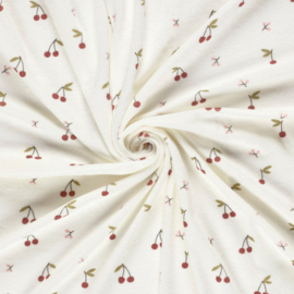 Stretch Badstof  met kersjes    ART 23560/051