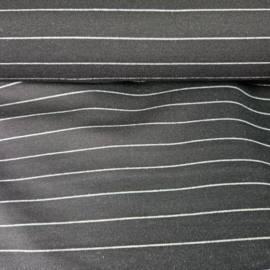 Soepele stretch  zwart  met fijn lichtgrijs  streepje Art CF215