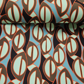 Stretchkatoen soepel vallend met blader motief    Art MC1856