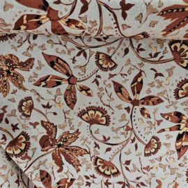 Viscose met   bruin   gewerkt motief   Art  CF 752-007