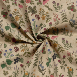 Nieuw !!!  Linnen Look  met bloemen motief ART 01979/025