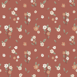 Cotton jersey  bloemen oud roze   Art N 26618-014