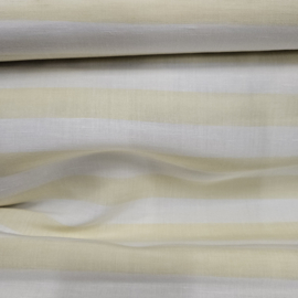 Linnen katoen zachtgeel / wit streep motief Art MC 02422