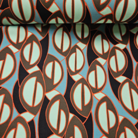 Stretchkatoen soepel vallend met blader motief    Art MC1856