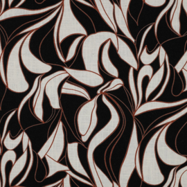 Linnen viscose  abstract black met motief Art 05403.001