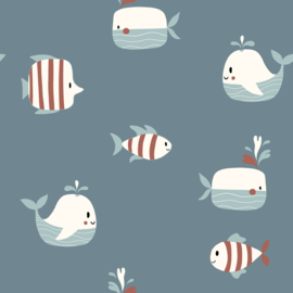 Cotton jersey  vissen indigo  Art N 26700-006