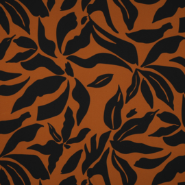 Viscose met  terra bruin   gewerkt motief   Art  VH 05752-007