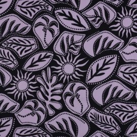 Stretch soepel vallend donkerblauw  met  motief   Art 7511/003