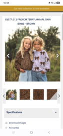 Frence Terry Animal skin Bows   Art N 02077-002