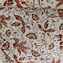 Viscose met   bruin   gewerkt motief   Art  CF 752-007