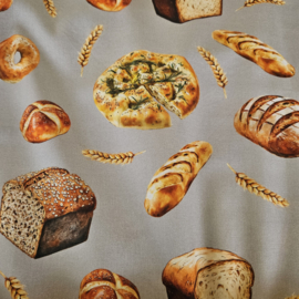 Poplin katoen  met  brood  motief   Art 60432/003