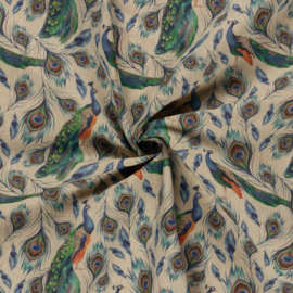 Nieuw !! Canvas Linnen look DIGI   pauwen    ART 05218/002