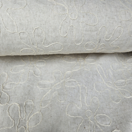 Linnen naturel  soepel vallend met geborduurd motief    Art N25041/052