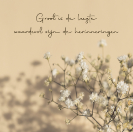 kadolabel - Groot is de leegte, waardevol zijn de herinneringen