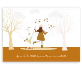 Ansichtkaart Seizoen Herfst "Fall breeze & Autumn leaves" 