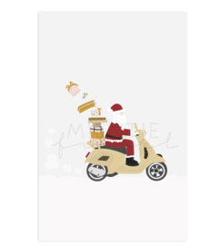 Cadeaukaartje xmas/kerst "Santa scooter"