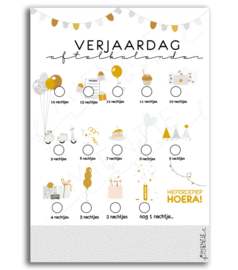 Aftelkalender verjaardag / Poster verjaardag | Grijs