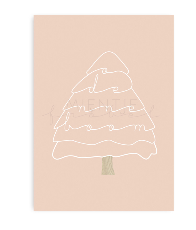 Ansichtkaart Kerst "O Denneboom” roze