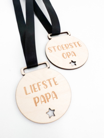 Houten medaille voor papa/opa