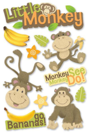 Scrapbook stickers Monkey's met 3d effect