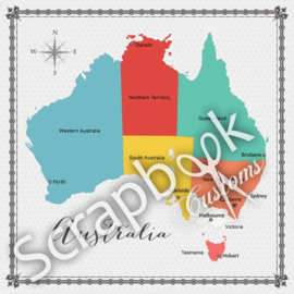 Australië Memories Map - Scrapbook Papier 12 x 12 inch