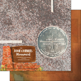 AZ/UT/NM/C - Four Corners Monument - dubbelzijdig 12x12 scrapbookpapier