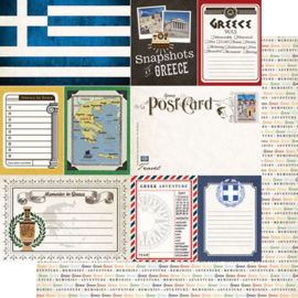 Dubbelzijdig Grieks Reisplakboek Papier met Uitknipbare Tags