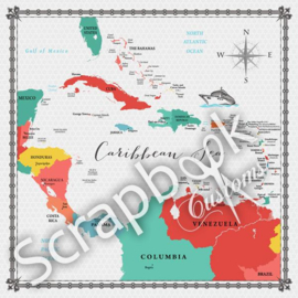 Caribbean Sea - Memories Map - papier - 30.5 x 30.5 cm