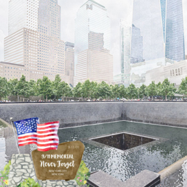 New York City Ground Zero 9/11 dubbelzijdig Memorial papier - 30.5 x 30.5 cm