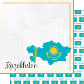 kazachstan - Adventure Border - dubbelzijdig scrapbook papier