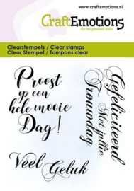 Producttitel: CraftEmotions Clear Stamps - Feestelijke Wensen & Geluk set 6x7 cm