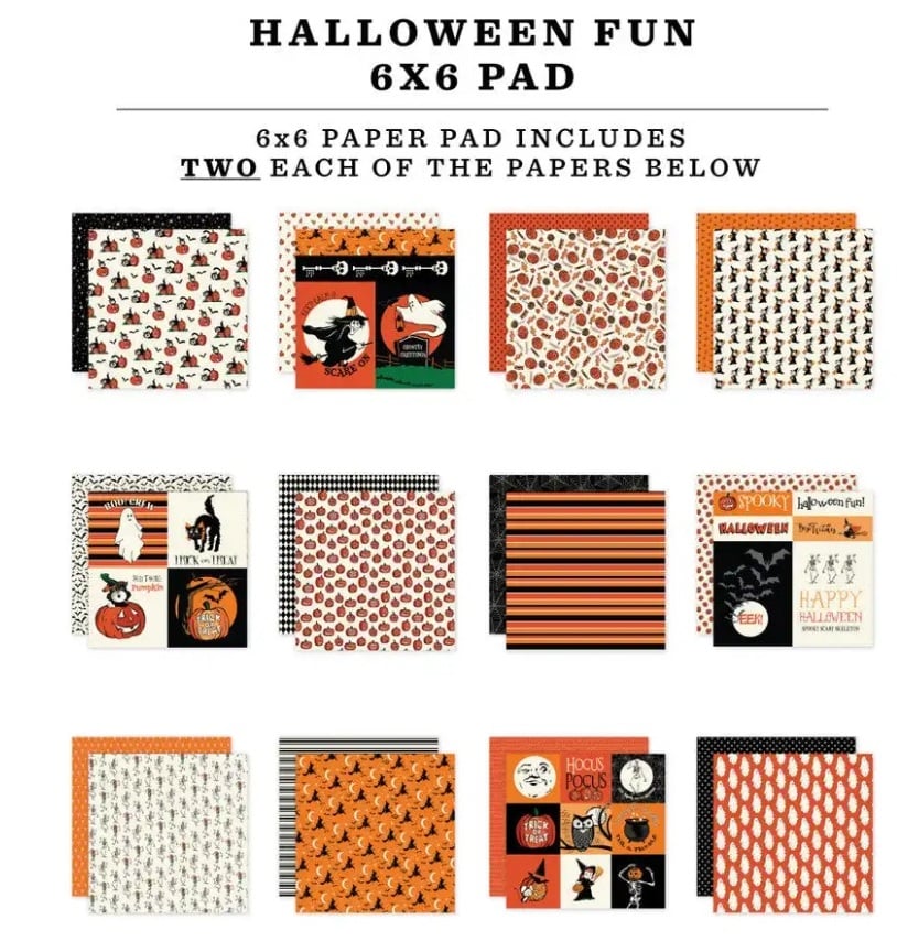 Halloween Fun 6x6 Papierblok – 24 Dubbelzijdige Halloween Vellen
