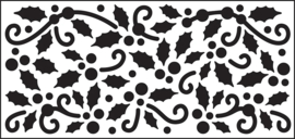Winter Holly Slimline Stencil – Hulstblaadjes en Krullen