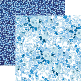 Scrapbook Papier Dubbelzijdig 305x305 mm - Aquarel Blauwe Bloemen