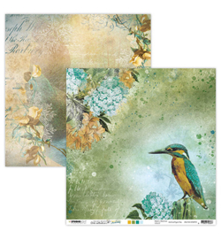 Jenine's Mindful Art Collection  - IJsvogel/Waterval - dubbelzijdig scrapvel