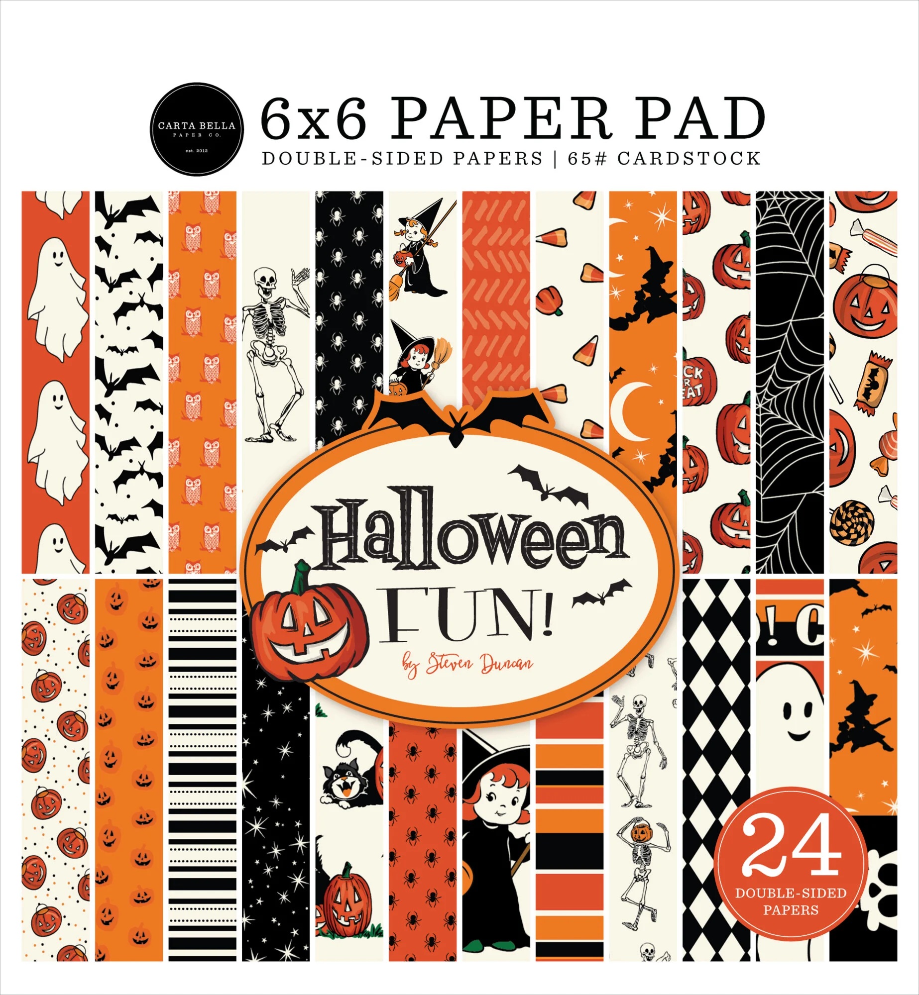 Halloween Fun 6x6 Papierblok – 24 Dubbelzijdige Halloween Vellen