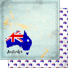 Aussie Australie Map Sights - Dubbelzijdig Scrapbook Papier 30.5 x 30.5cm